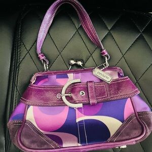 Vintage mini Coach Purple Signature Print Top-Handle Bag